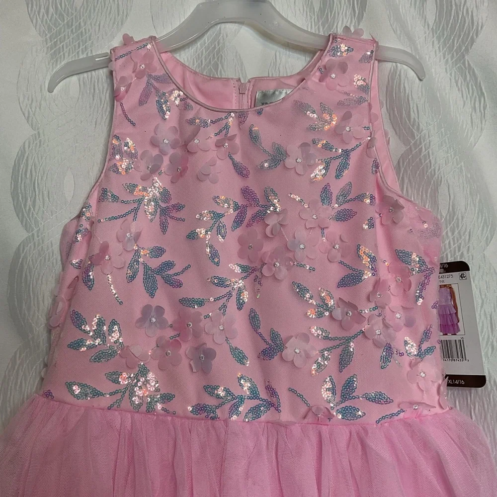 Rare Editions size 14/16  pink sequin dress NWT